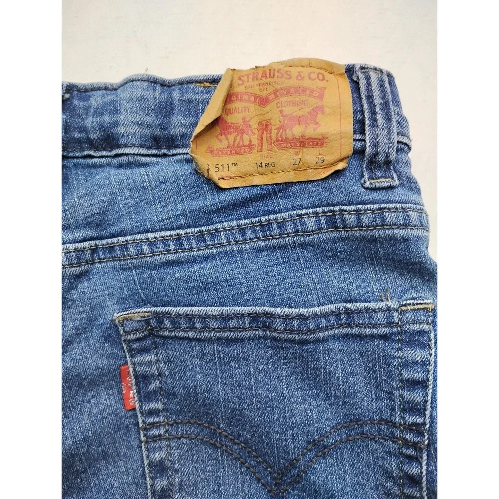 Levi's 511 Jeans Youth Boys Size 14 Reg Blue Denim Adjustable Waist W27xL29